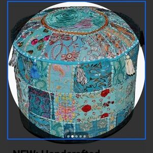 Colorful Embroidered Pouf Ottoman. Beautiful piece of furniture!